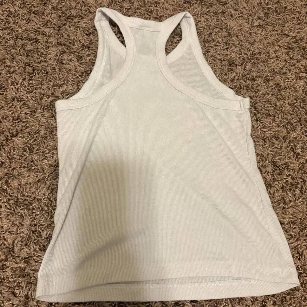 Old Navy Active Ultralite Tank Top Small 6-7 White Ribbed Racerback Go-Dry